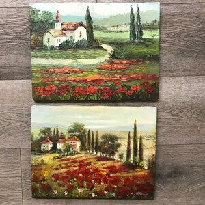Paintings of Countryside Artist Signed Lot 2 Acrylic 12 X 16 Each